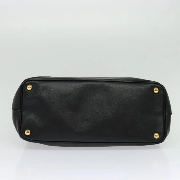 PRADA Hand Bag Safiano Leather 2way Black Gold Auth - Picture 5 of 15